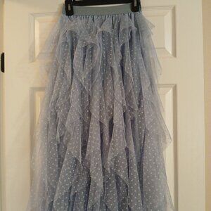 Baby blue tulle dotted Swiss skirt